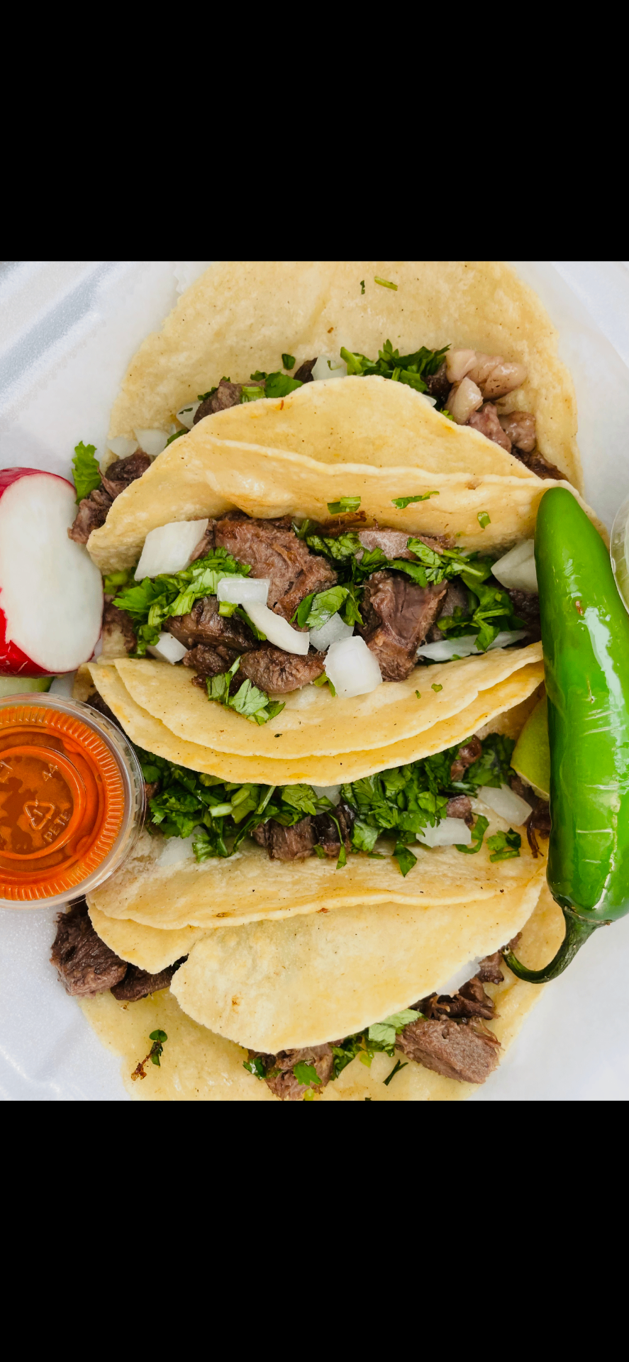 Chef preparing tacos inside the food truck